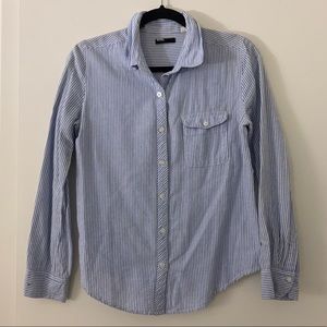 BDG Blue & White Striped Cotton Button Down